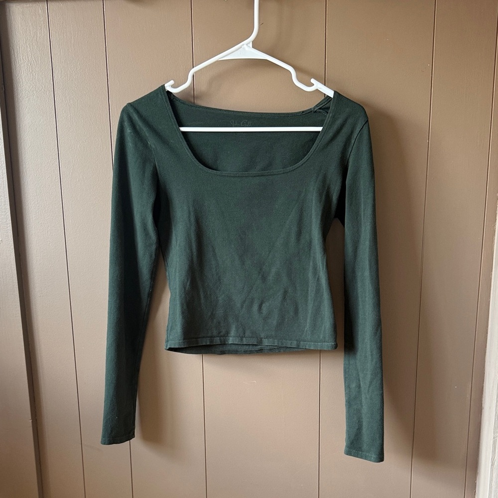 John Galt Long Sleeve Scoop Neck Women's Top - Dark Green